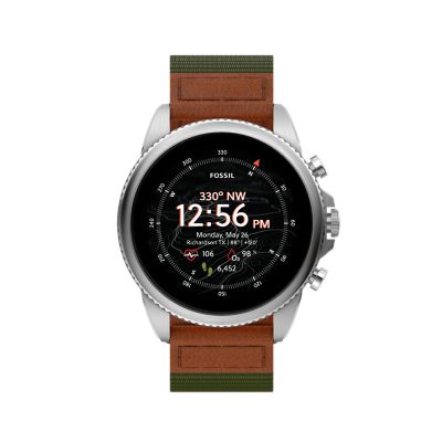 

Fossil Homme Montre connectée Gen 6 Venture Edition en tissu et cuir vert olive