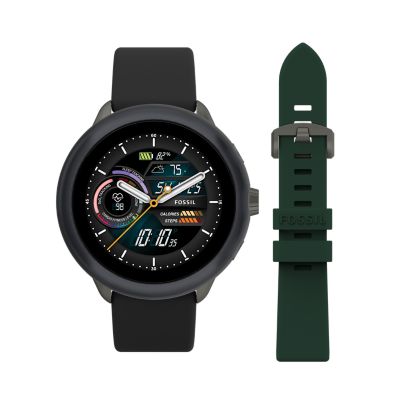 Fossil smartwatch deals black silicone