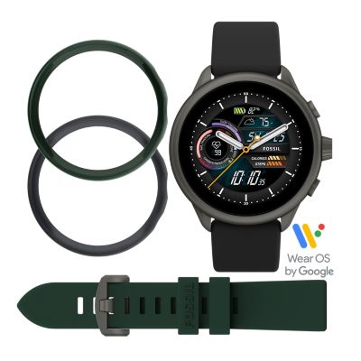 Coffret montre connect e Gen 6 dition bien tre en silicone noir avec coque et bracelet interchangeable