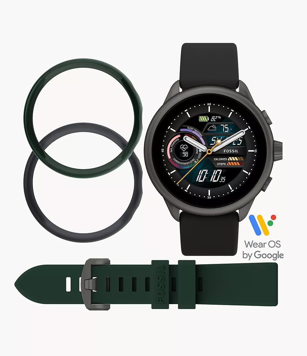 fossil.com | Set Smartwatch Gen 6 Wellness Edition Silikon schwarz Band Bumper Cases zum Wechseln