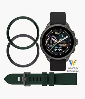 Set composto da smartwatch Gen 6 Wellness Edition con cinturino in silicone nero, cinturino e custodie intercambiabili