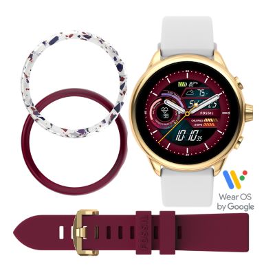 Gen 6 Wellness Edition Smartwatch White Silicone and Interchangeable Strap and Bumper Set