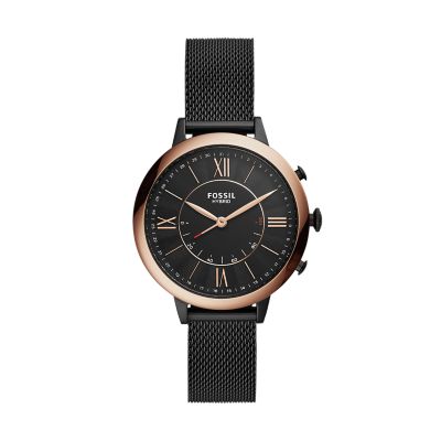 Hybrid Smartwatch Jacqueline Black Stainless Steel FTW5030 Fossil