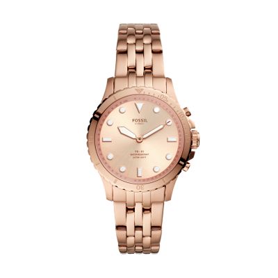 Hybrid Smartwatch FB-01 Rose Gold-Tone Stainless Steel