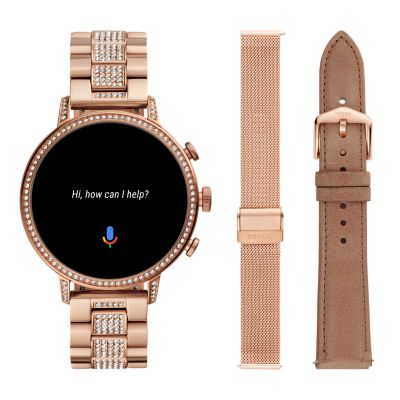 FOSSIL Gen Smartwatch Venture HR Rose Gold-Tone Stainless Steel Me ...