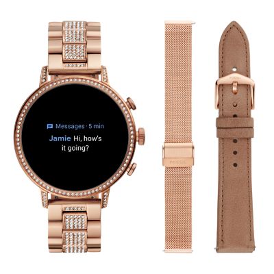hardware and Astrolabe Gen 4 Smartwatch Venture HR Rose-Gold-Tone Stainless Steel Interchangeable  Strap Box Set - FTW6021SET - Fossil