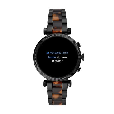 Gen 4 Smartwatch Sloan HR Two Tone Black and Tortoise Stainless