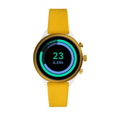 FOSSIL 41mm イエローシリコン スポーツスマートウォッチ - FTW6053