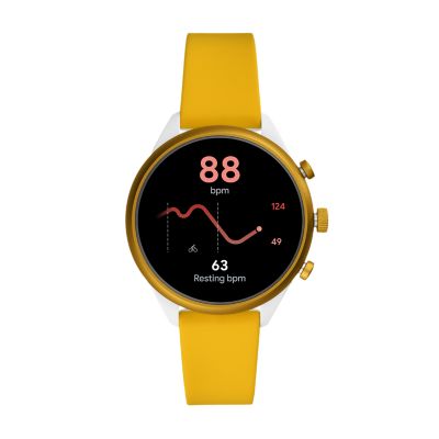 FOSSIL 41mm イエローシリコン スポーツスマートウォッチ - FTW6053 