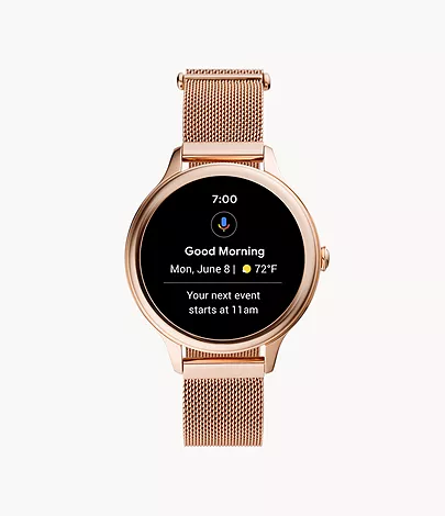 por no mencionar Leopardo Picasso Smartwatch 5.ª generación de malla de acero inoxidable en tono oro rosa