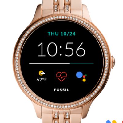 fossil women's rose gold smartwatch