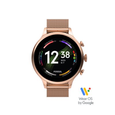 Gen 6 Smartwatch Rose Gold Tone Stainless Steel Mesh FTW6082 Fossil