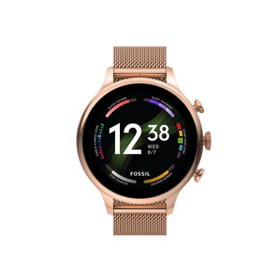 Fossil Women's Gen 6 Smartwatch Rose Gold-Tone Stainless Steel Mesh