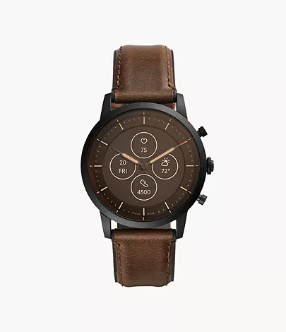 Hybrid Smartwatch HR Collider Dark Brown Leather and Rubber