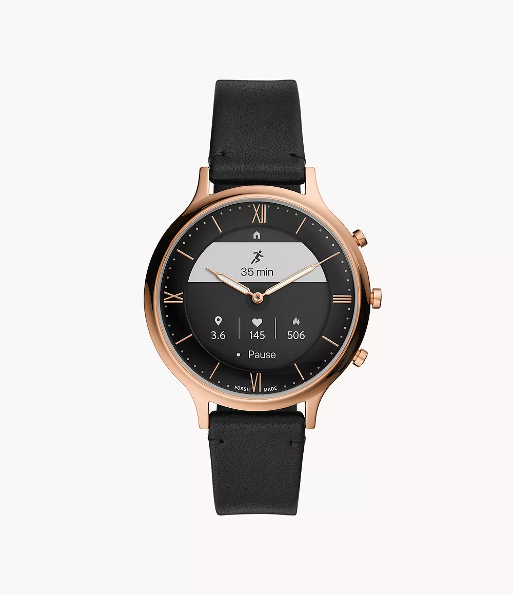 Hybrid Smartwatch HR Charter Black Leather and Silicone - FTW7011 