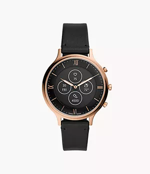 REFURBISHED Hybrid Smartwatch HR Charter Black Leather and Silicone