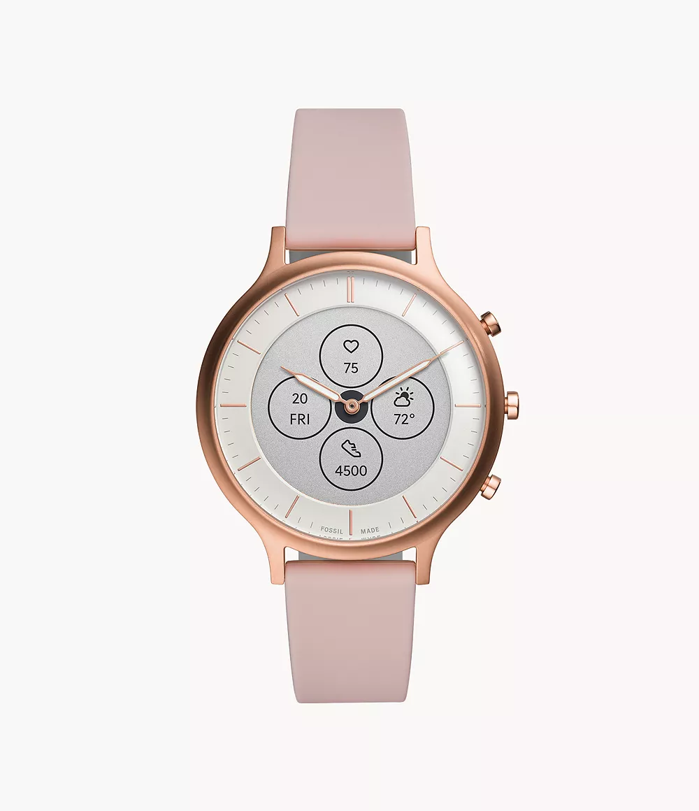 Fossil Damen Damen Hybrid Smartwatch Charter HR Silikon Rosé
