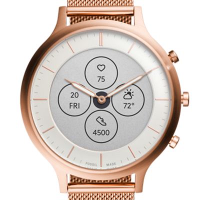 fossil smartwatches jacqueline rose gold tone hybrid watch