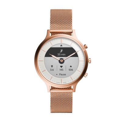 Fossil jacqueline store rose gold hybrid