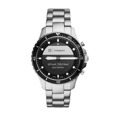 Fossil hybrid smartwatch deals stainless steel