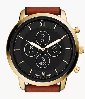 Smartwatch híbrido HR Neutra de piel marrón