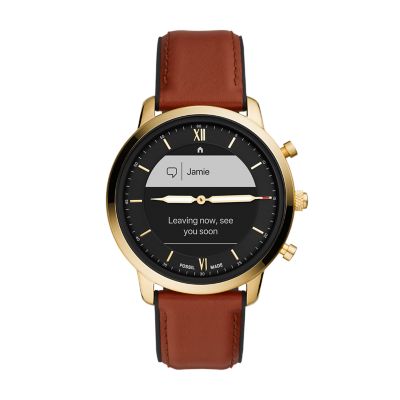 Smartwatch híbrido de marrón