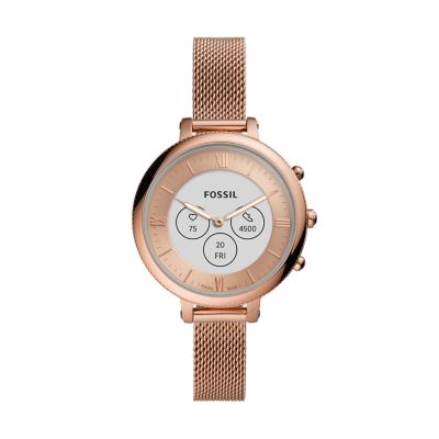 Fossil Hybrid Smartwatch Hr Monroe Rose Gold-Tone Stainless Steel - Big ...
