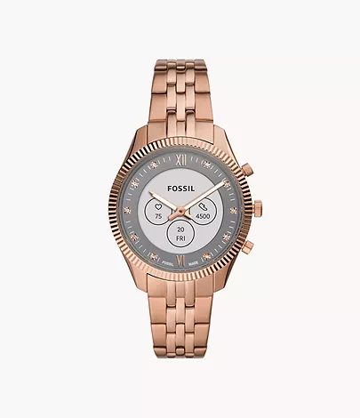 Fossil Hybrid Smartwatch Hr Scarlette Rose Gold-Tone Stainless Steel ...