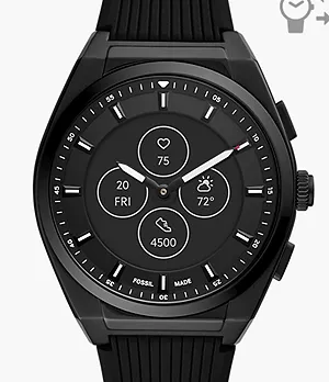 Smartwatch híbrido HR Everett de silicona negra