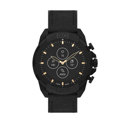 Fossil Men's Hybrid Smartwatch HR 44mm Bronson Black Leather