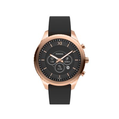  Fossil Women's Stella Gen 6 Hybrid 40mm Stainless Steel and  Silicone Smart Watch, Color: Rose Gold/Black (Model: FTW7064) : Electronics