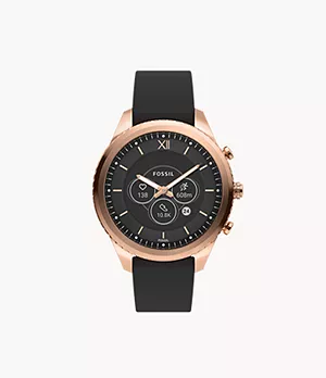 Smartwatch híbrido Gen 6 Stella de piel en color negro