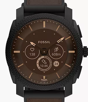 Smartwatch híbrido Gen 6 Machine de piel en tono marrón oscuro