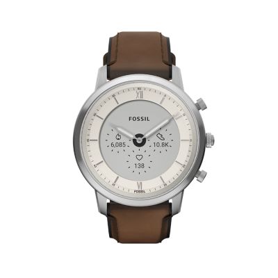 Fossil Adult Men's Hybrid Smartwatch HR Neutra Brown Leather FTW7026 