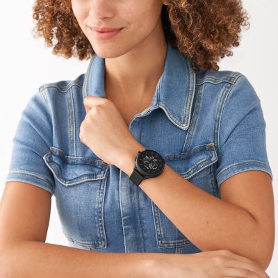 Fossil smartwatch deals black silicone