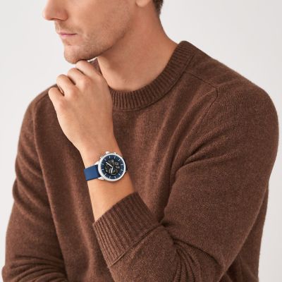 Fossil montre connectée sport silicone bleu fumé hot sale