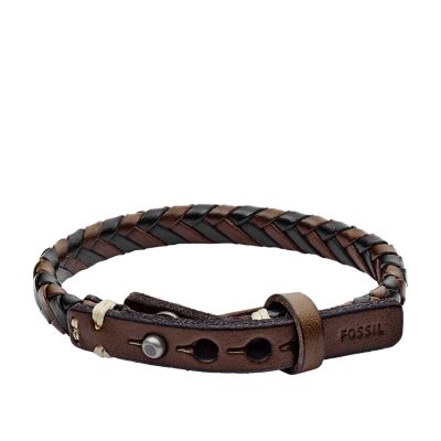 Fishtail Braided Leather Bracelet - Light Brown - Beaden