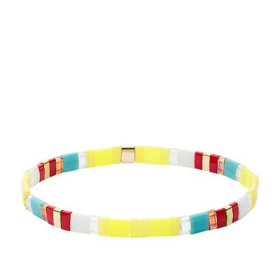 Festival Multi-Coloured Bright Yellow Beaded Bracelet