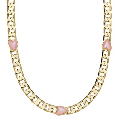 

Fossil Femmes Collier chaîne Drew Galentines en forme de cœur en laiton doré