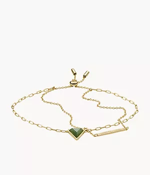 Bracelet chaîne Val Joyful Expression en aventurine verte et laiton doré