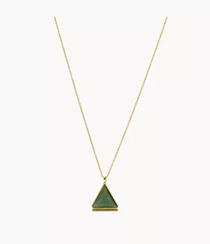 Val Joyful Expression Green Aventurine 14K Gold Plated Brass Pendant Necklace