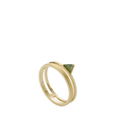 

Fossil Femmes Bague multirang Val Joyful Expression en aventurine verte et laiton doré