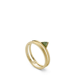 Val Joyful Expression Green Aventurine 14K Gold Plated Brass Prestack Ring