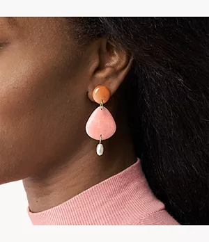Drew Joyful Expression Orange and Pink Resin Drop Earrings