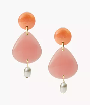 Drew Joyful Expression Orange and Pink Resin Drop Earrings