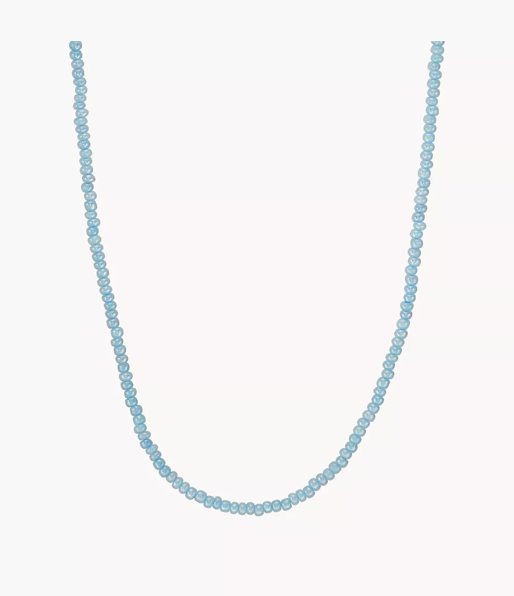 Fossil Women's Corra Oh So Charming Blue Glass Beaded Necklace - Blue-Tone