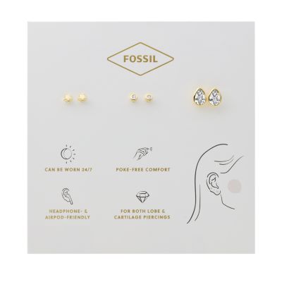 

Fossil Femmes Clous d’oreilles plats Stevie All Stacked Up en laiton bicolore et acier inoxydable