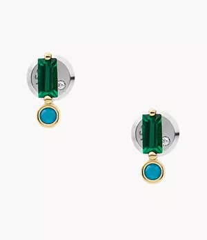 All Stacked Up Emerald Green Stud Earrings