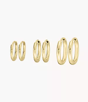 Stevie All Stacked Up Gold-Tone Brass Hoop Earrings Set