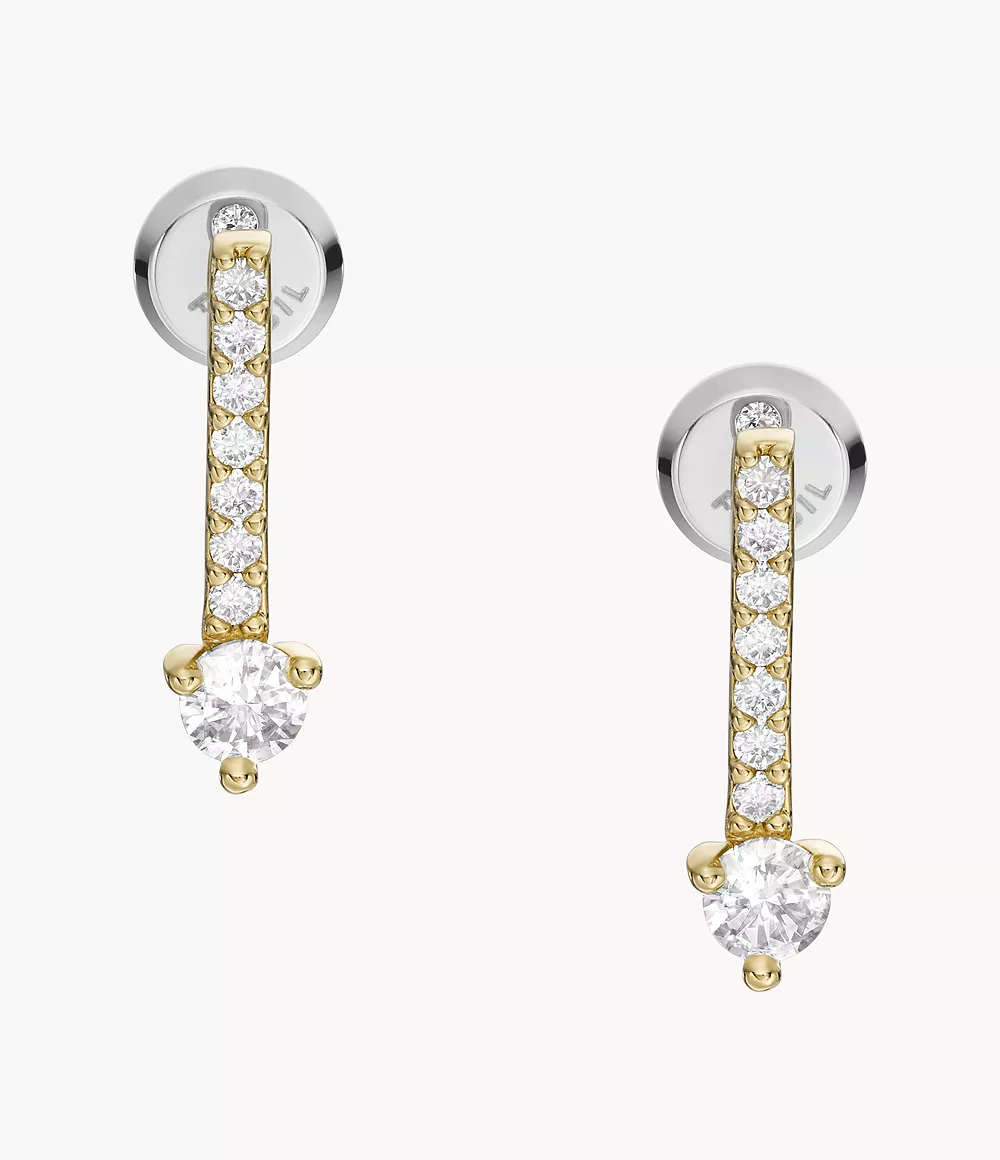 Fossil Brand Silvertone Crystal Accent Mint Jade Bar Stud Earrings JOA00221 $38 